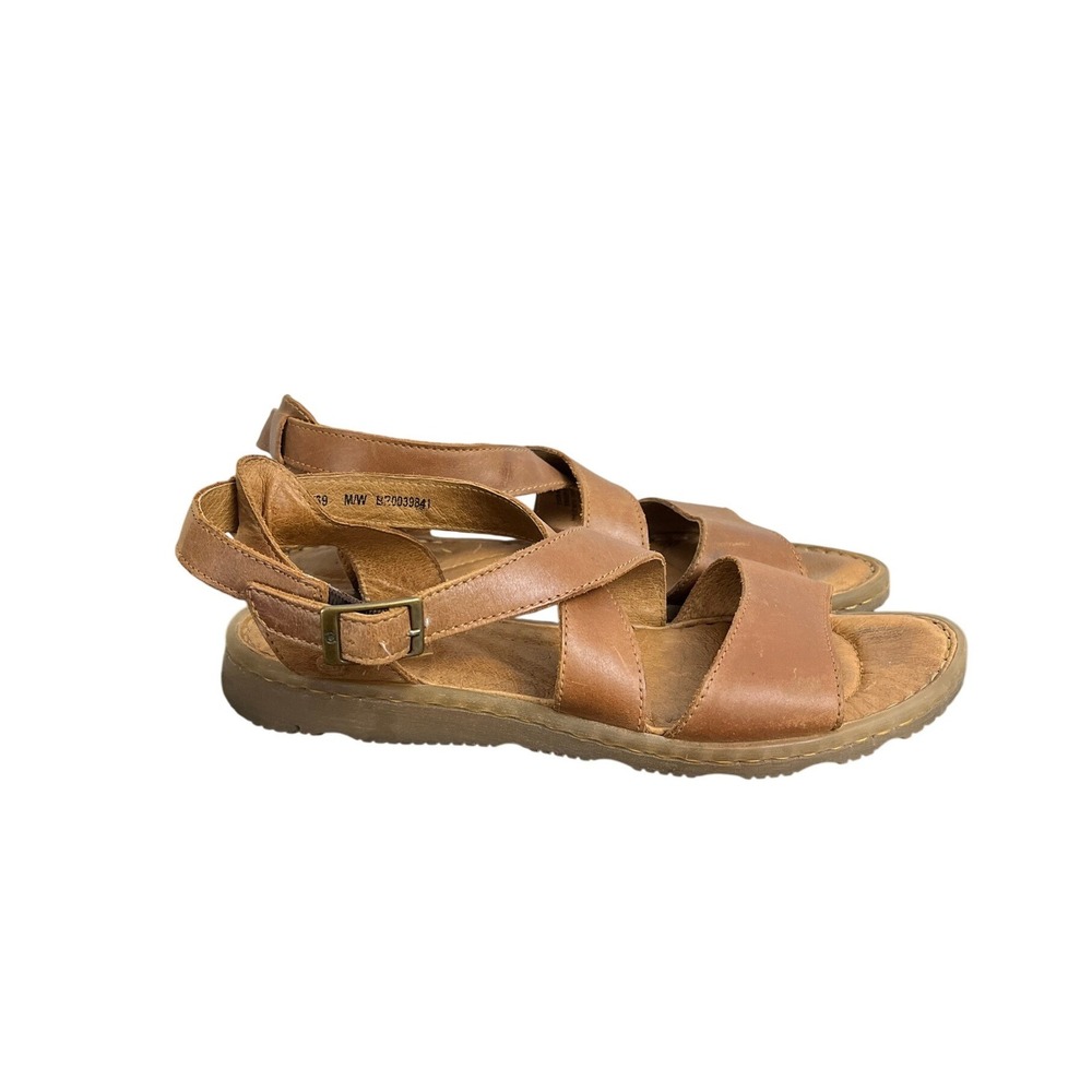 Born Womens Brown Leather Strappy Ankle Strap Sandals Size 8 / 39